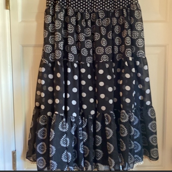 Tiered Maxi Skirt Black & White Polka Dots Vintage ReWork UPWork Anthropologie - Picture 7 of 9